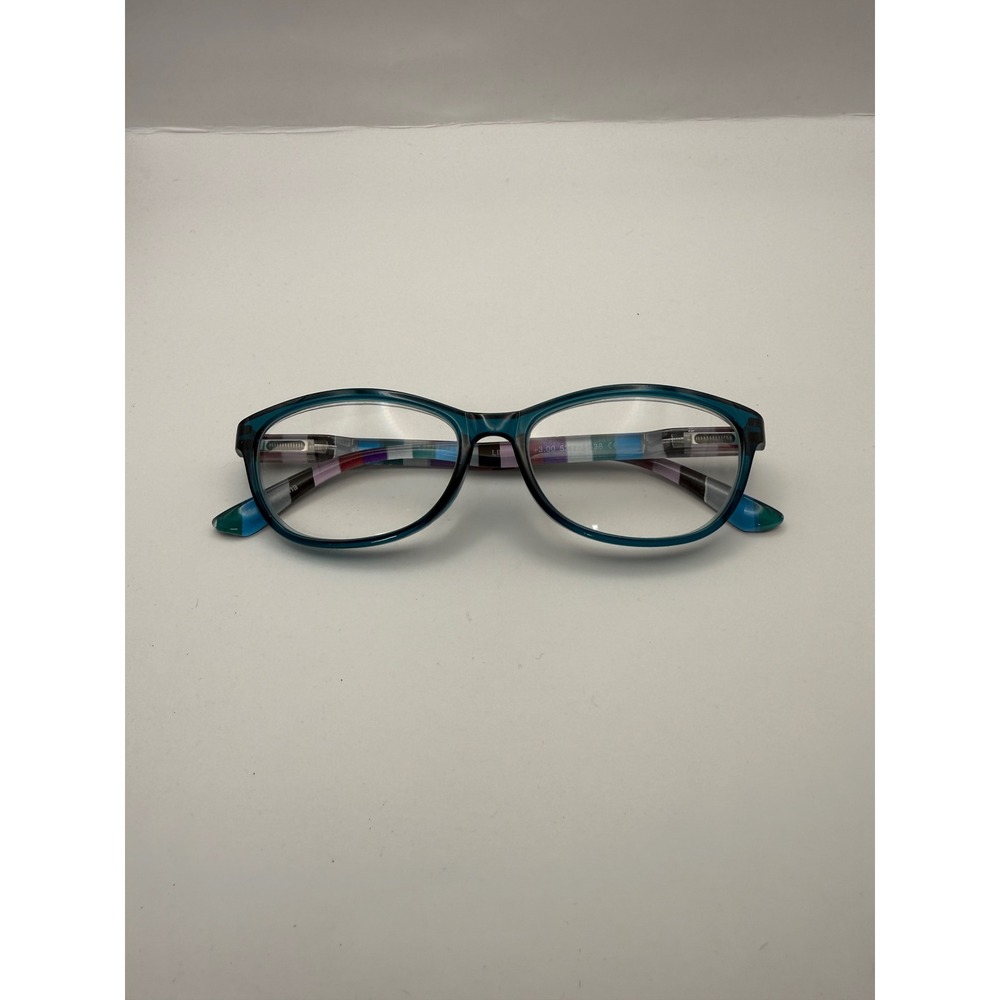 Foster Grant Reading Glasses Teal Blue Oval Frame Striped Temples +3.00 Strength